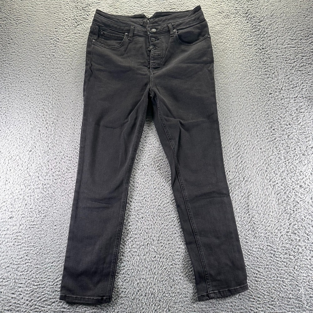 Free People We The Free Womens 31x27 Black‎ Denim Straight Workwear Button Fly